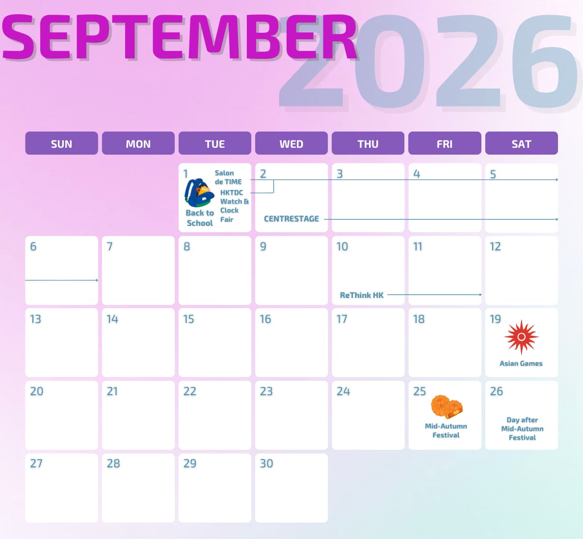 Marketing calendar for September 2026